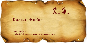 Kozma Hümér névjegykártya