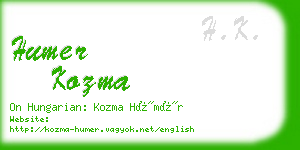 humer kozma business card